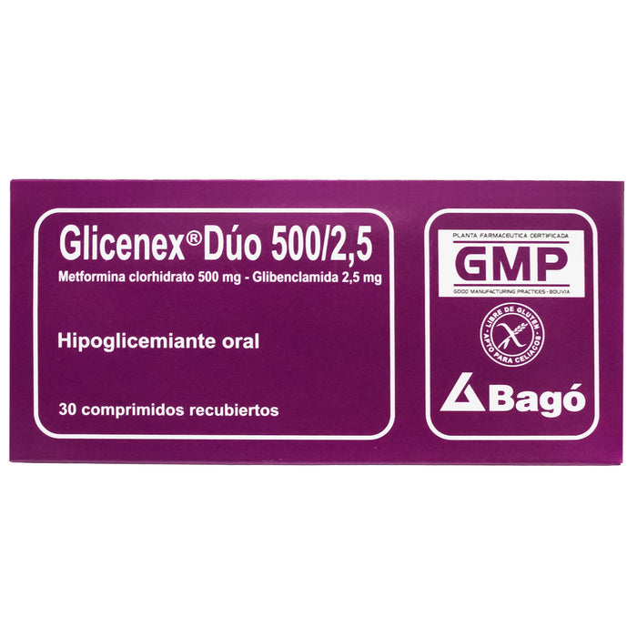 Glicenex Duo Metformina 500Mg Y 2.5Mg Glibenclamida X Tableta
