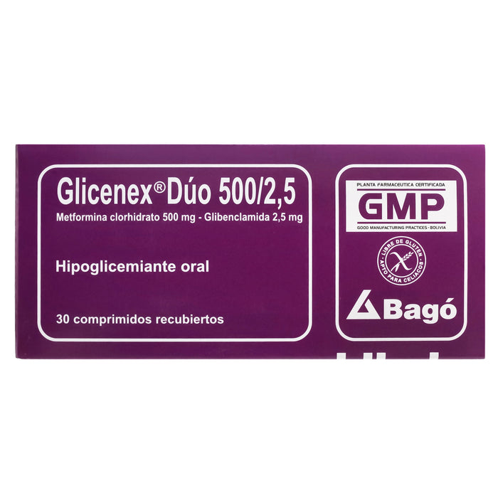 Glicenex Duo Metformina 500Mg Y 2.5Mg Glibenclamida X Tableta