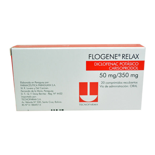 Flogene Relax Diclofenaco Potasico 50Mg Y Carisoprodol 350Mg X Tableta