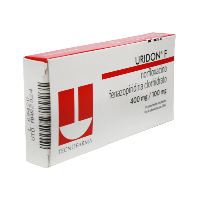 Uridon F Norfloxacina 400Mg Y Fenazopiridina Clorhidrato 100Mg X Tableta