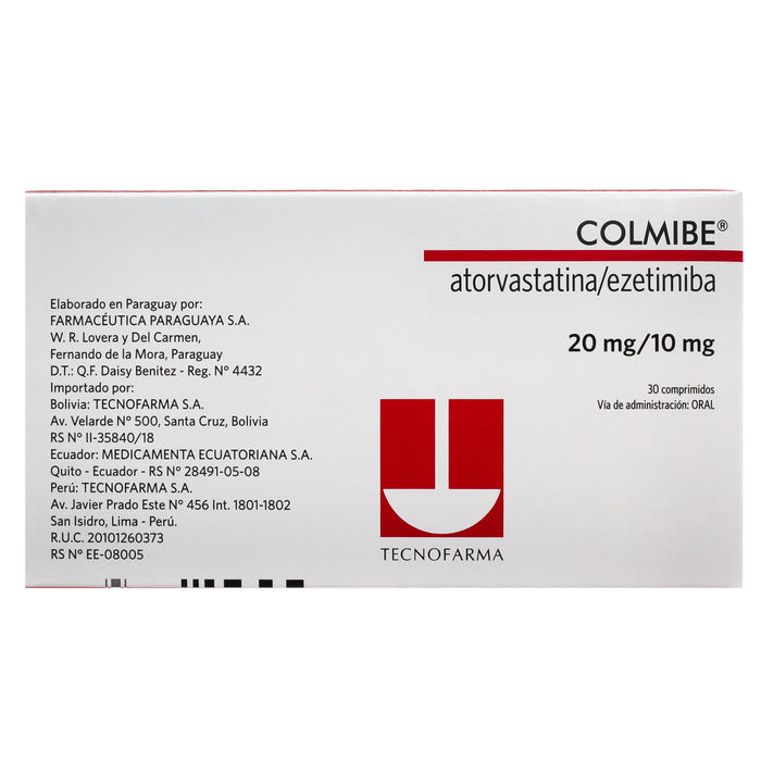 Colmibe Atorvastatina 20Mg Y Ezetimiba 10Mg X Tableta