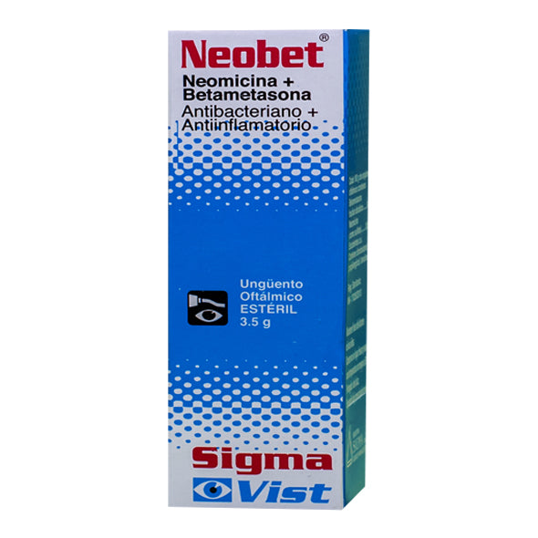Neobet Betametasona 0.001 Y Neomicina Sulfato 0.0035 Ungüento Oftálmico X 3.5Gr