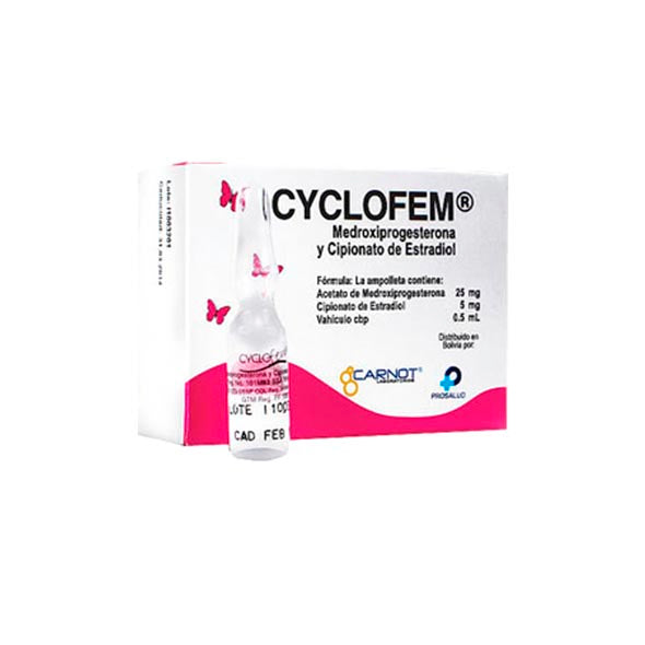 Cyclofem Medroxiprogesterona 25Mg Y Cipionato De Estradiol 5Mg X Ampolla