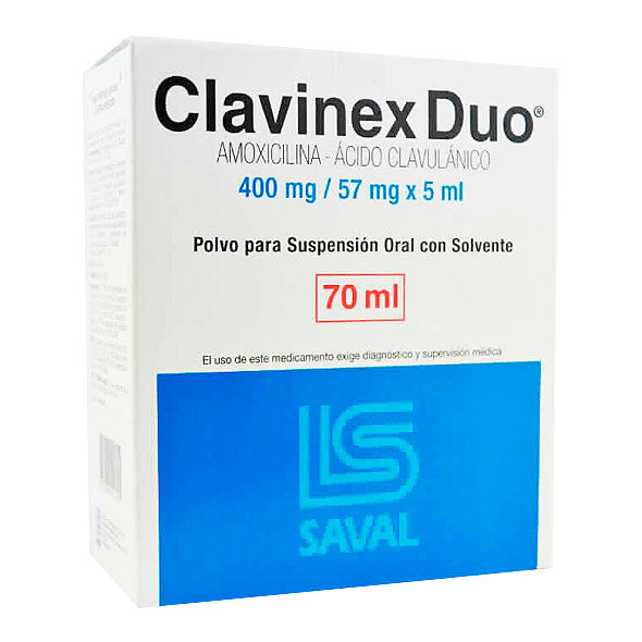 Clavinex Duo Amoxicilina 400Mg Y Clavulanico 57Mg Y 70Ml X Caja