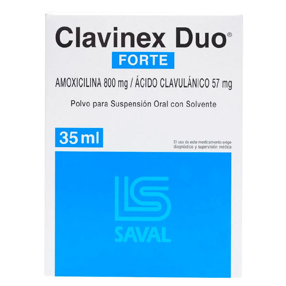 Clavinex Duo Forte Amoxicilina 800Mg Y Acido Clavulanico 57Mg Y 3Ml X Caja