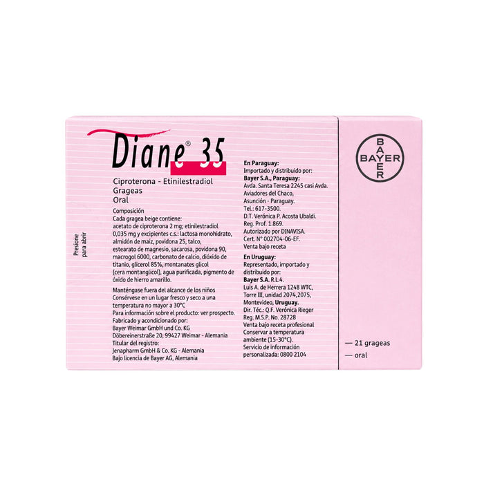Diane 35 Ciproterona 2Mg Etinilestradiol 0.035Mg X Caja