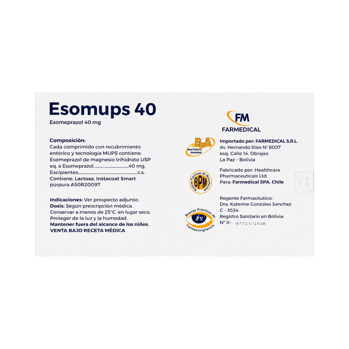 Esomups Esomeprazol 40Mg X Comprimido