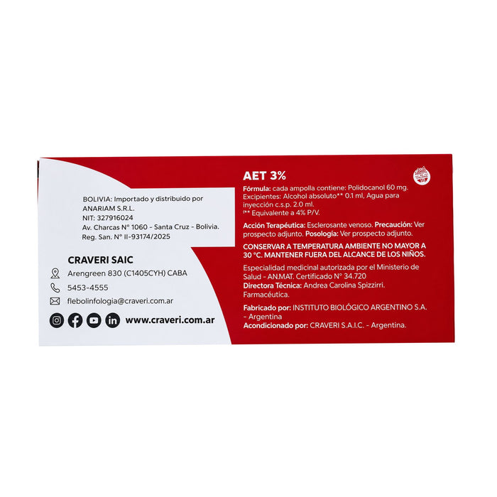 Aet 3% 60Mg Polidocanol Iv X 2 Ampollas/2Ml