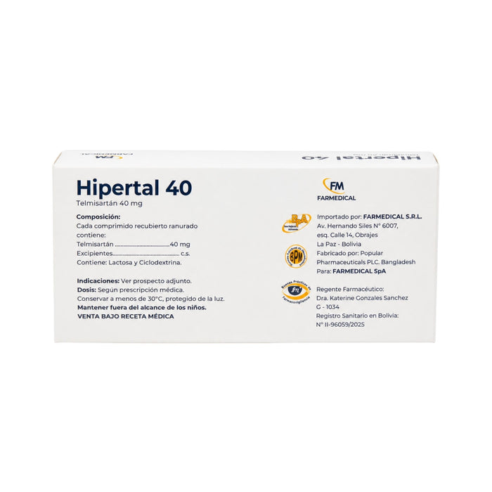Hipertal 40Mg Telmisartan X Comprimido