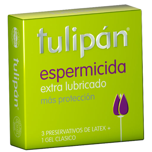 Preservativo Tulipan Espermicida 3 Unidades +1 Gel X Caja