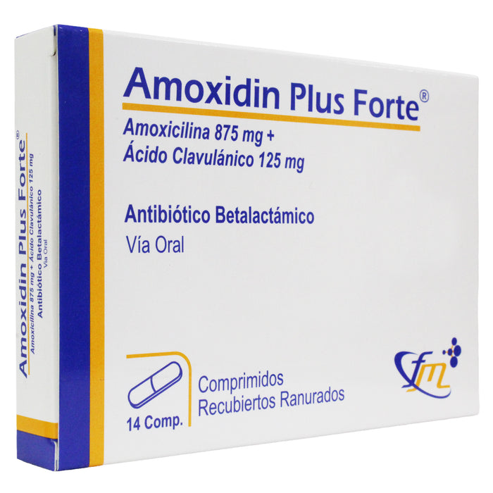 Amoxidin Plus Forte Amoxicilina 875Mg Y Acido Clavulanico 125Mg X Comprimido
