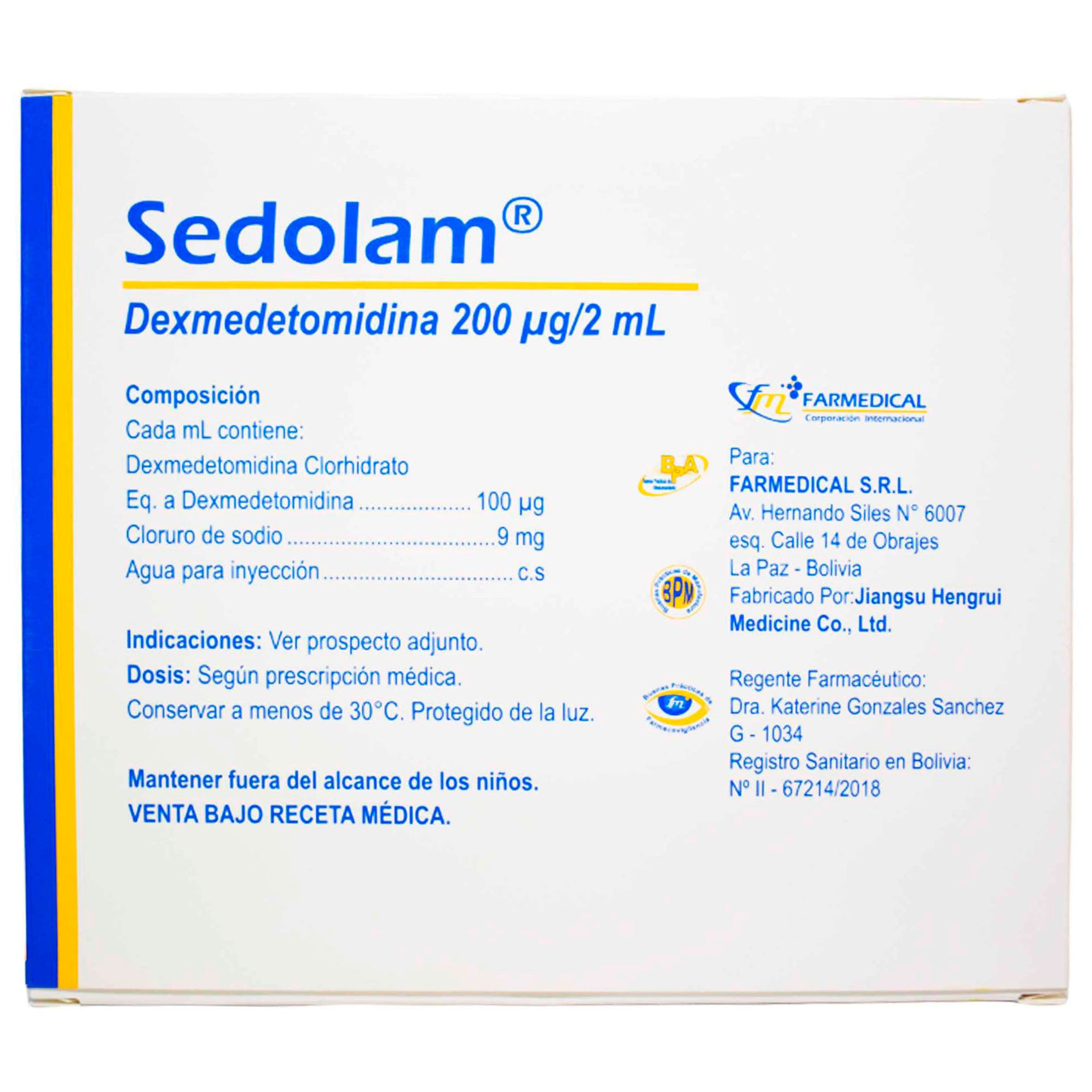 Sedolam Dexmedetomidina 200Mcg Y 2Ml X Ampolla— Farmacorp