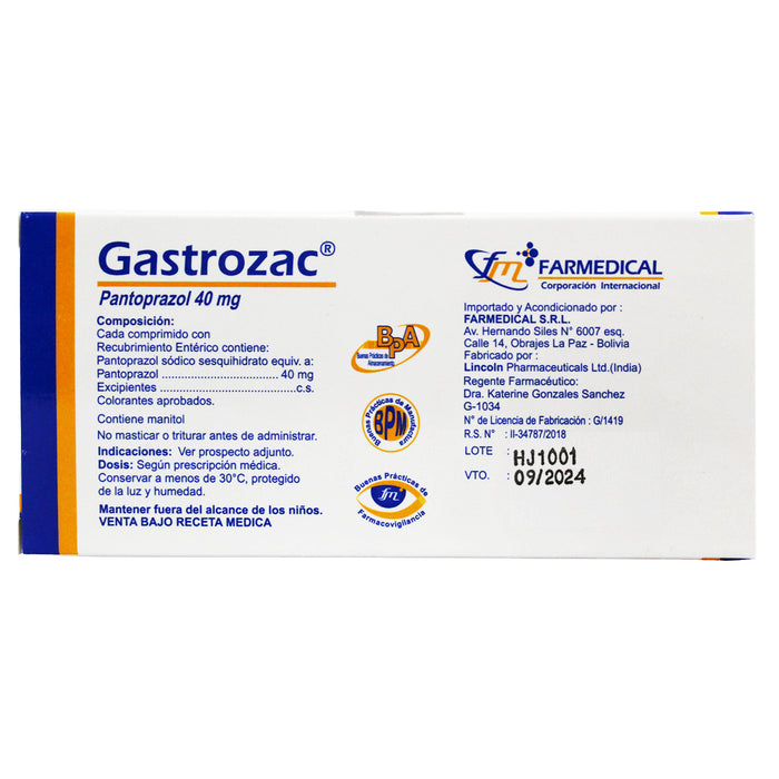 Gastrozac 40Mg Pantoprazol X Tableta