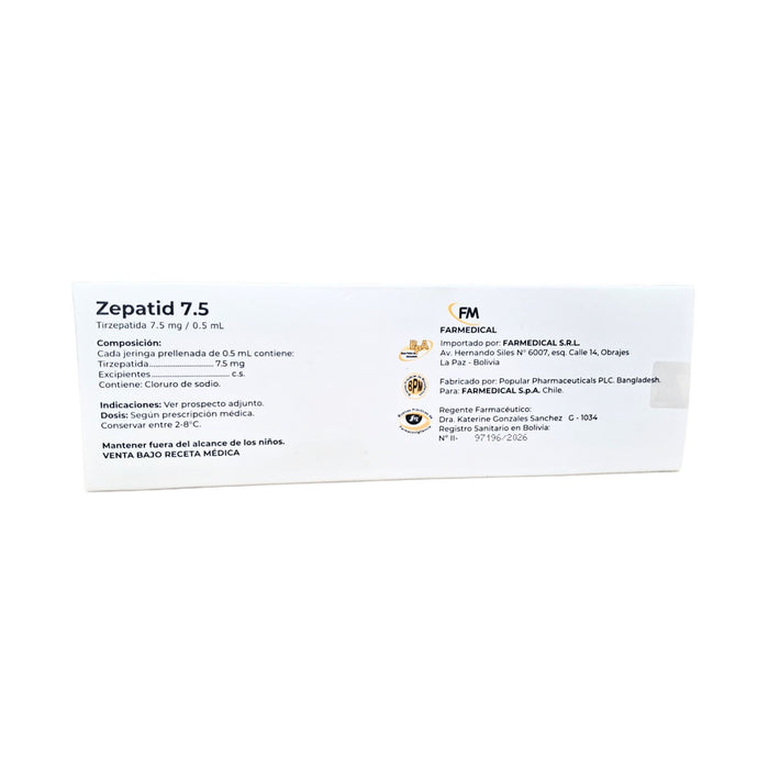 Zepatid Tirzepatida 7.5 Mg/0.5Ml Frio X Jeringa Prellenada Farmacorp Zepatid Tirzepatida 7.5 Mg/0.5Ml Frio X Jeringa Prellenada Farmacorp