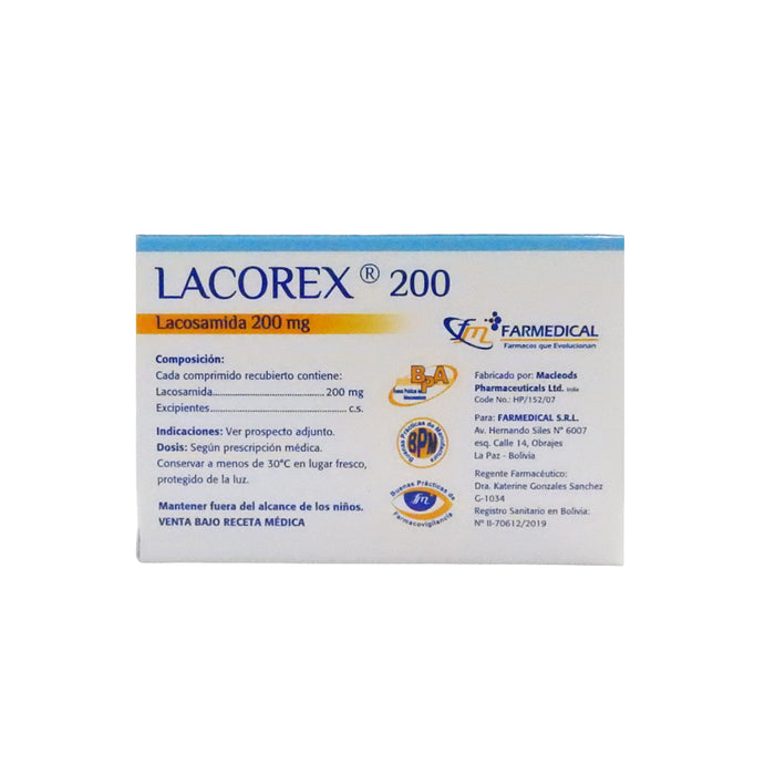 Lacorex 200Mg X 30 Comp Lacosamida
