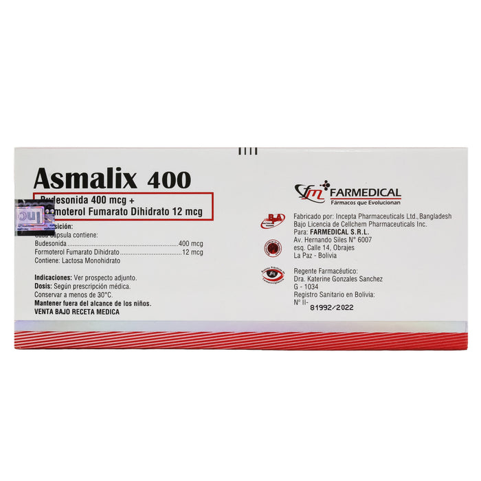 Asmalix 400 Budesonida Formoterol X Capsula Para Inhalacion Oral