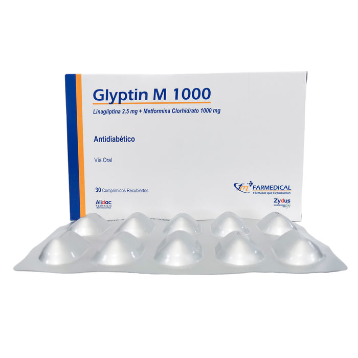 Glyptin M 1000 Linagliptina Metformina X Comprimido