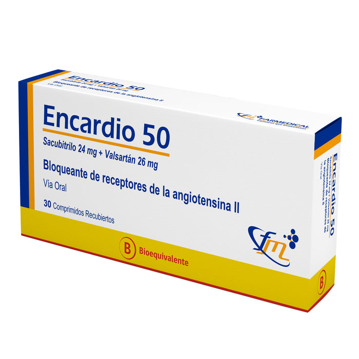 Encardio 50 Sacubitrilo Valsartan X 30 Comprimidos