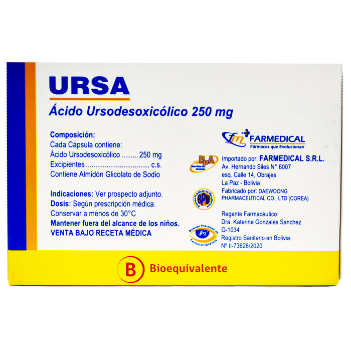 Ursa 250Mg Acido Ursodesoxicolico X Capsula