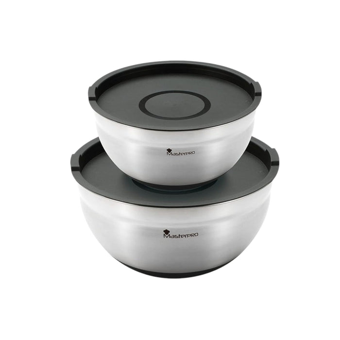 Set De 2 Bowls Masterpro Acero Inoxidable Con Tapa