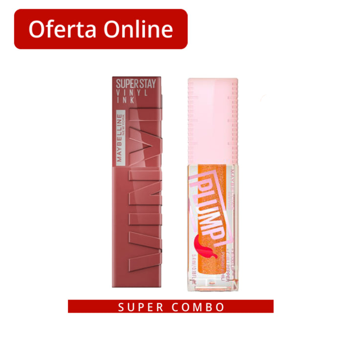 Labial Vinyl Ink Peppy 115 + Brillo Lifter Gloss Plump Hot Honey 008