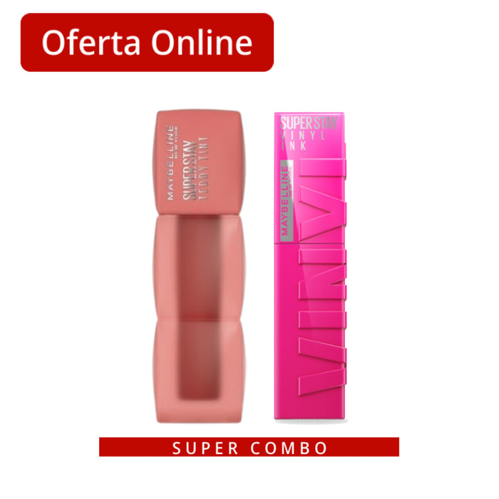 Labial Teddy Tint Skinnydip + Labial Vinyl Ink Striking 150