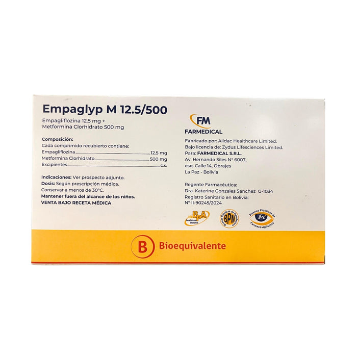 Empaglyp M Empagliflozina 12.5Mg Metformina 500Mg X Comprimido