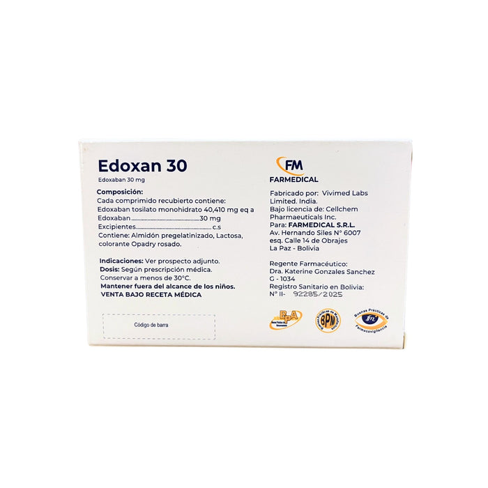 Edoxan Edoxaban 30Mg X Comprimido