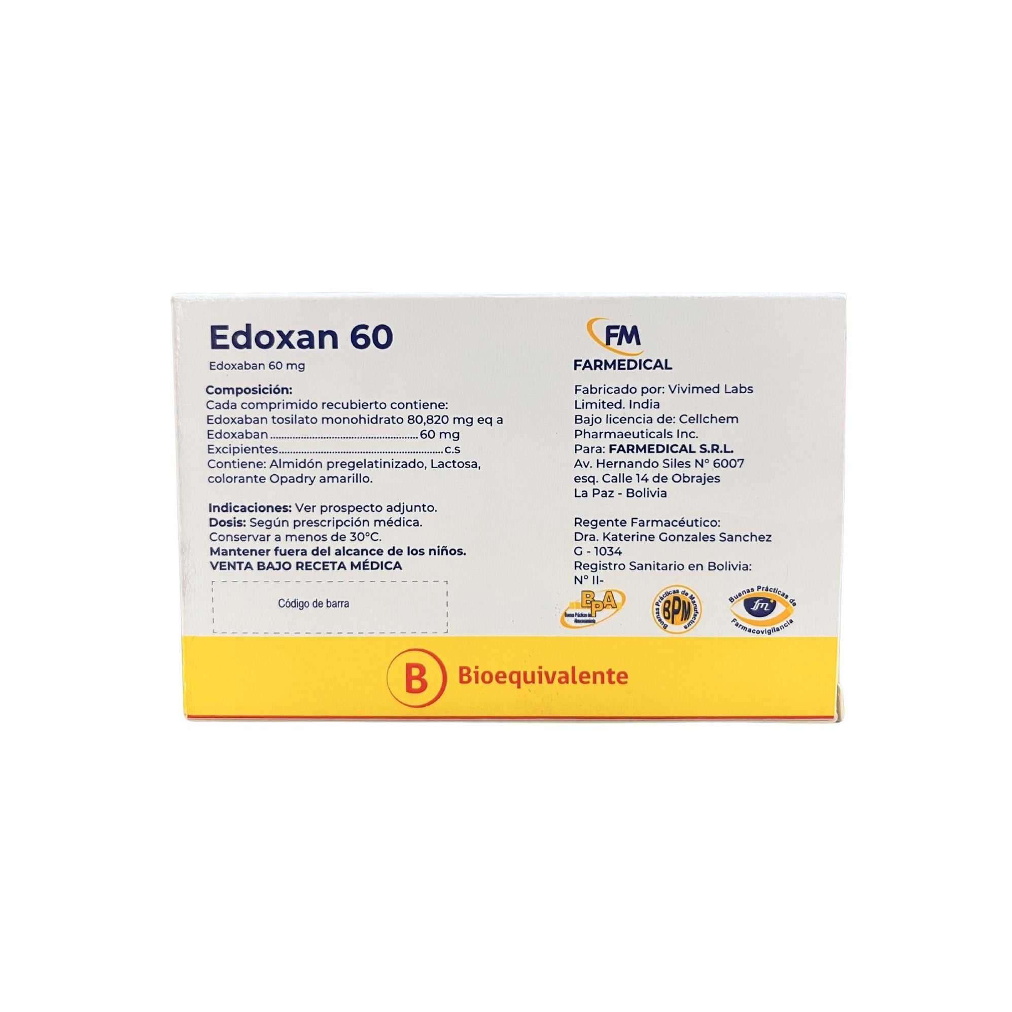 Edoxan Edoxaban 60Mg X Comprimido— Farmacorp