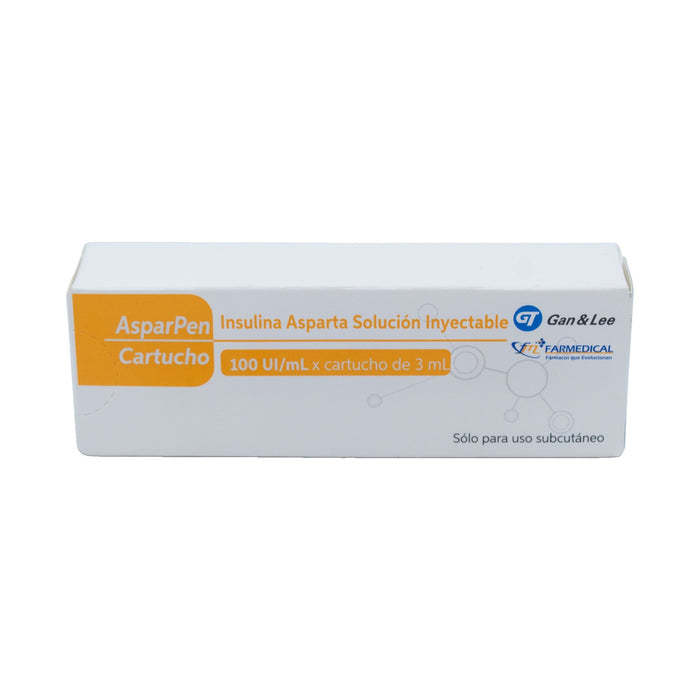 Asparpen Cartucho Insulina Asparta 100Ui Subcutáneo X 3Ml