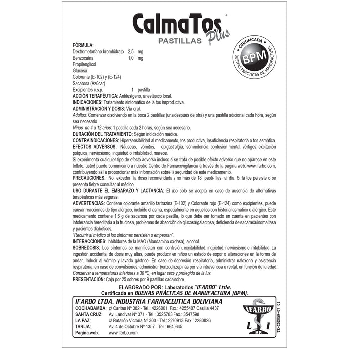 Calmatos Plus X 9 Pastillas