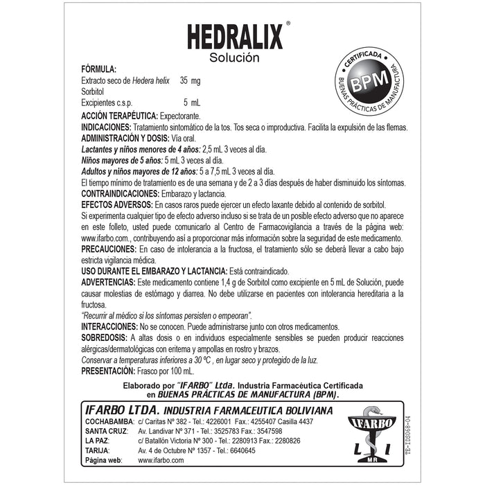 Hedralix 35Mg 5Ml Solucion X 100Ml Hedera Helix