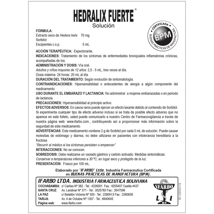 Hedralix Fuerte Hedera Helix 70Mg Solución X 100Ml