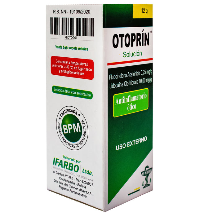 Otoprin Sol Otica X 12G Fluocinolona Lidocaina