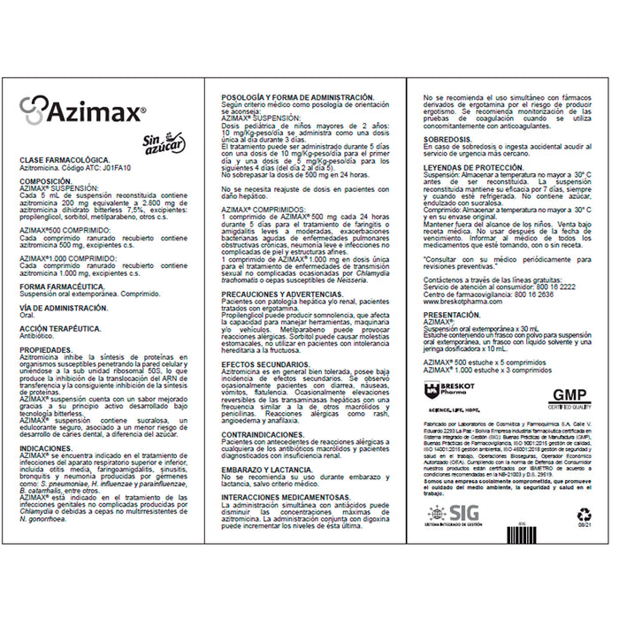 Azimax Azitromicina 1G X Tableta