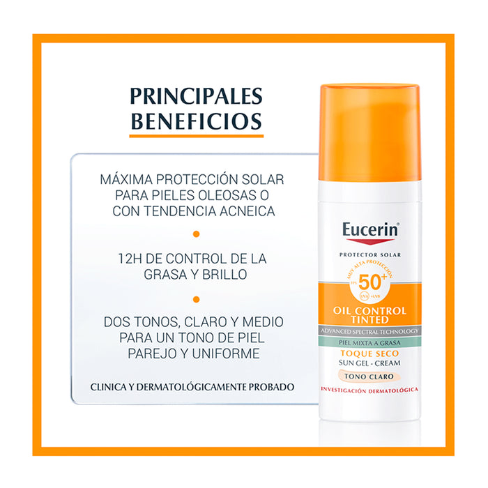 Protector Solar Eucerin Oil Control Fps50+ Tono Claro X 50Ml