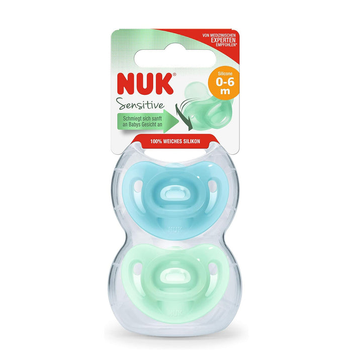 Chupete Sensitive Nuk Azul / Verde 0-6M X 2Unid