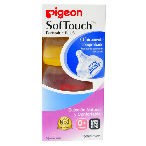 Pigeon Biberon Soft Touch Boca Ancha Naranja X 160Ml