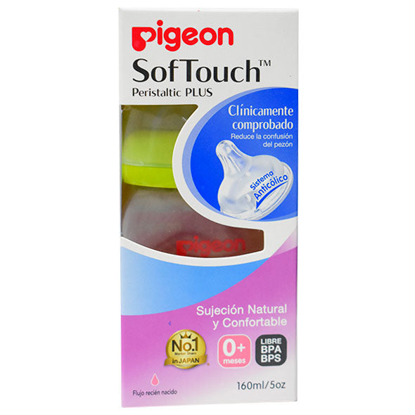 Pigeon Biberon Soft Touch Boca Ancha Verde X 160Ml