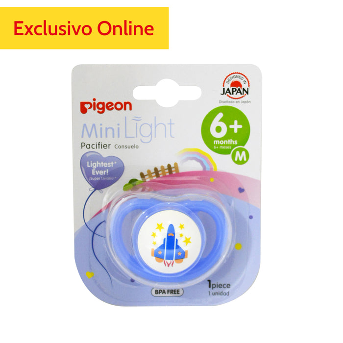 Pigeon Chupete Silic Mini Light 6M+ Cohete Azul