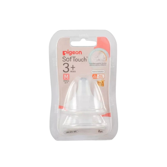 Tetina Soft Touch Pigeon Boca Ancha +3M M X 2 Unidades