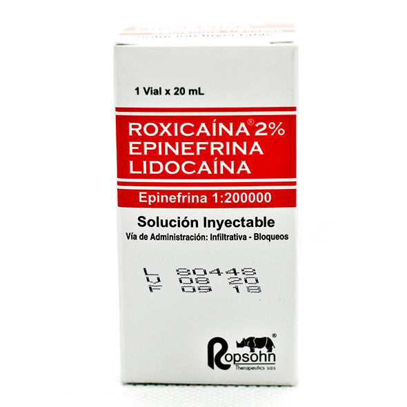 Roxicaina Con Epinefrina Lidocaina 0.02 Y 20Ml X Ampolla