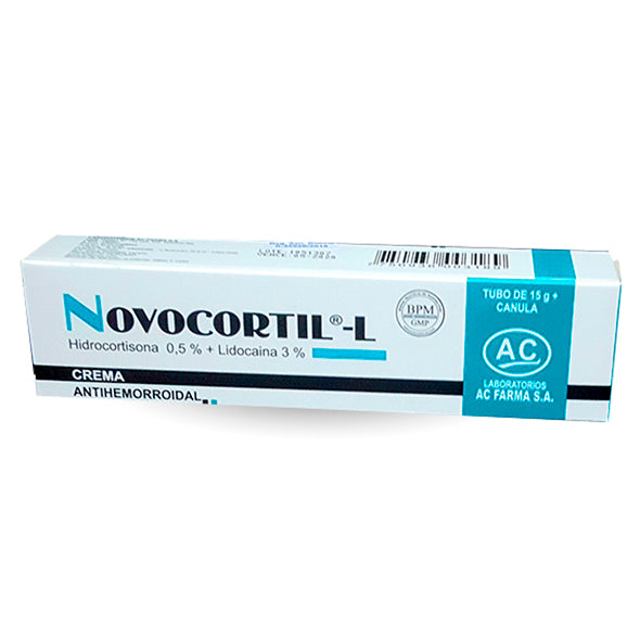 Novocortil-L Hidrocortisona Acetato 0.005 Y Lidocaina 0.03 Crema Antihemorroideal X 15G