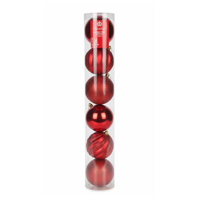 Set Bolas Navidad Santini Fantasy Red 6 Piezas 8.2 X 8.0 Cm