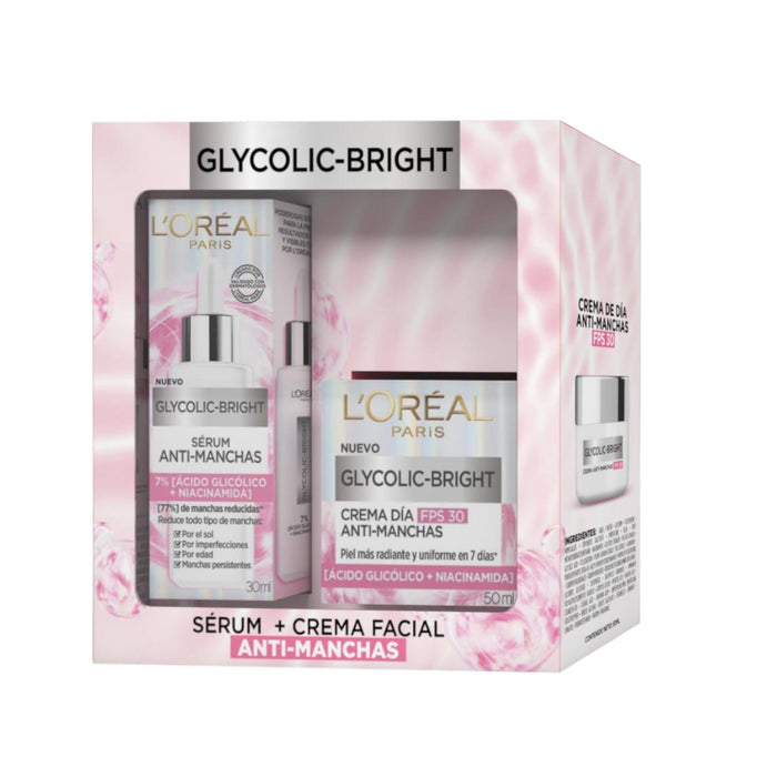 Pack Loreal Glycolic-Bright Serum + Crema De Dia Fps30