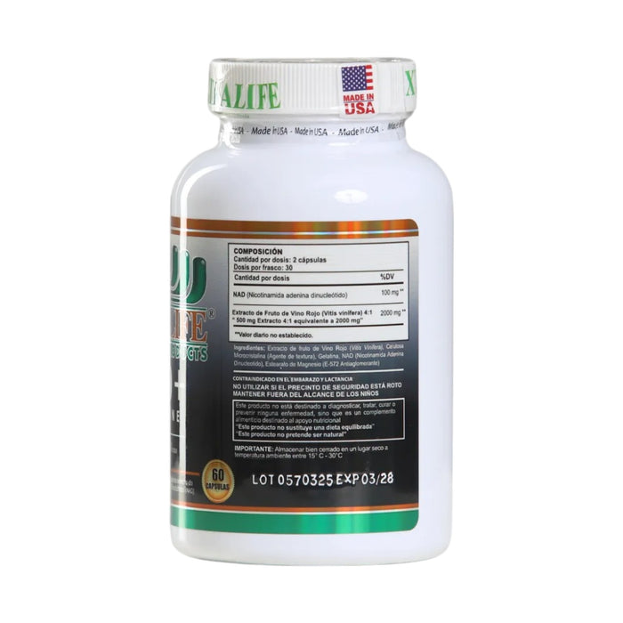 Suplemento Dietario Xtralife Nad + Red Wine 2000Mg X 60 Capsulas