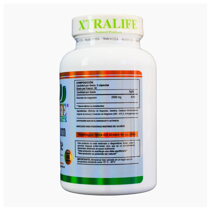 Glicinato De Magnesio 2500Mg Xtralife X 90 Capsulas