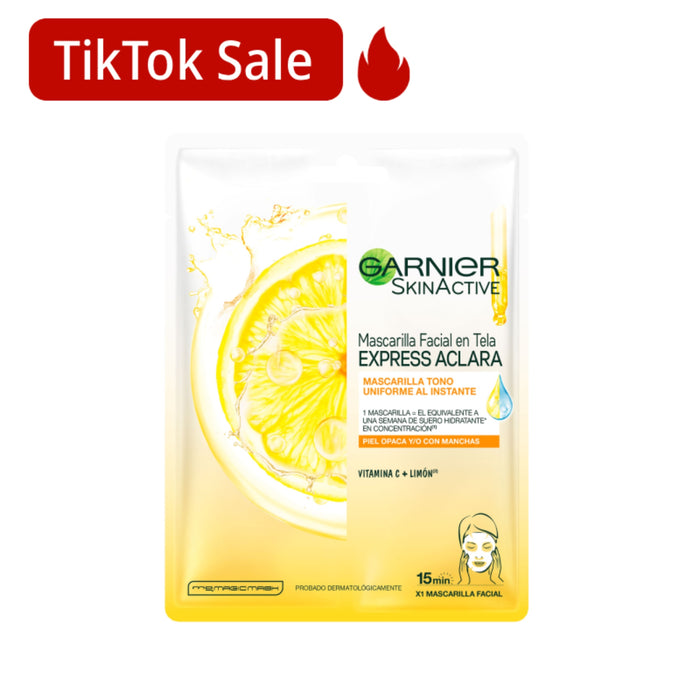 Mascarilla Facial En Tela Garnier Express Aclara