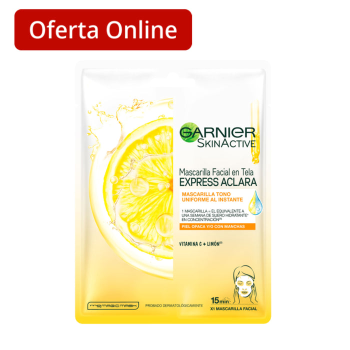 Mascarilla Facial En Tela Garnier Express Aclara