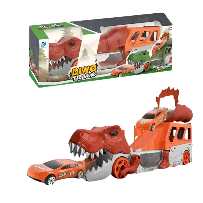 Vehículo Organizador De Dinosaurio Miniso Light Y Sound Naranja